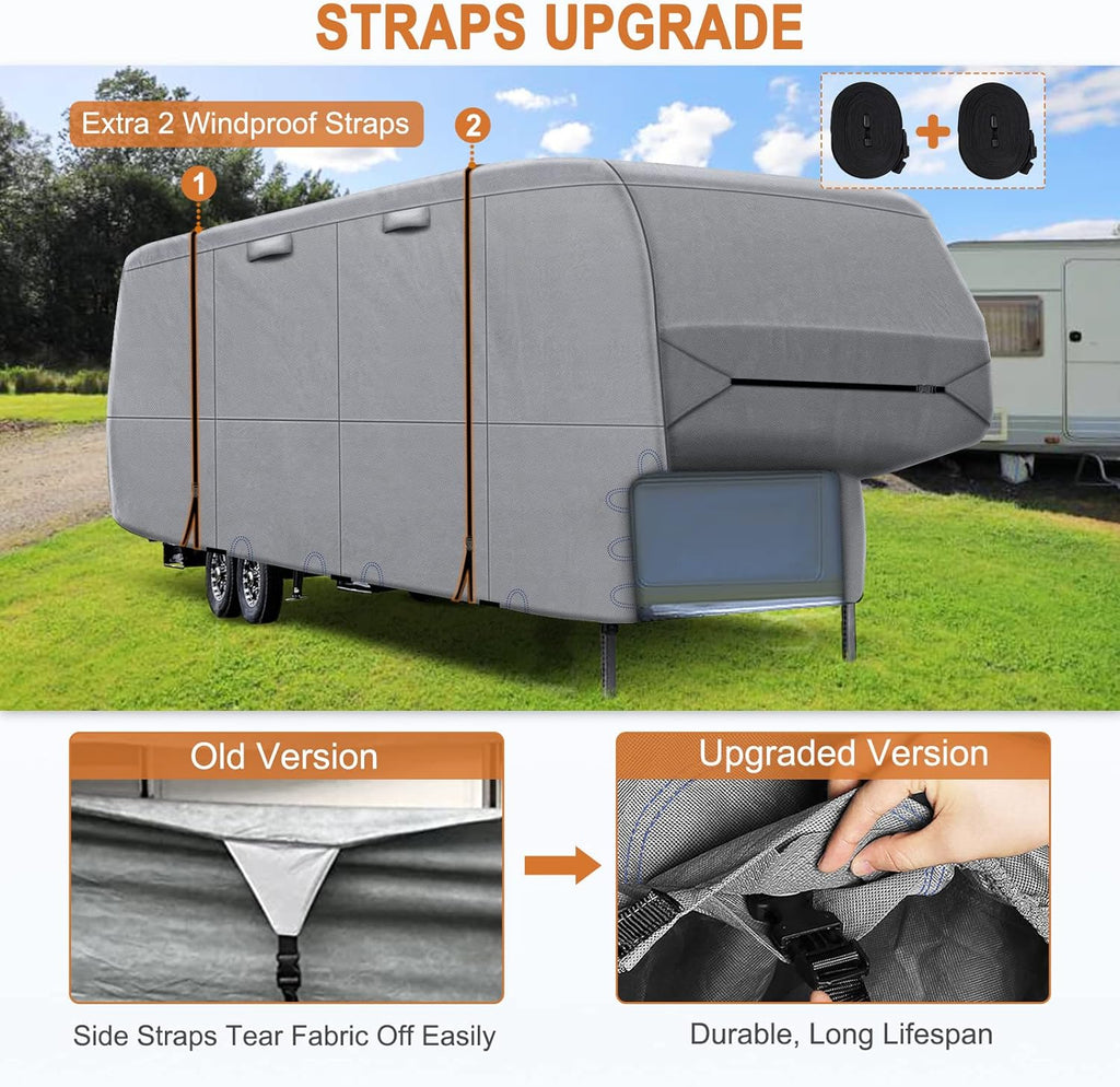 5 Layers Heavy Duty RV Cover with 2Pcs Straps & Gutter Covers J65832