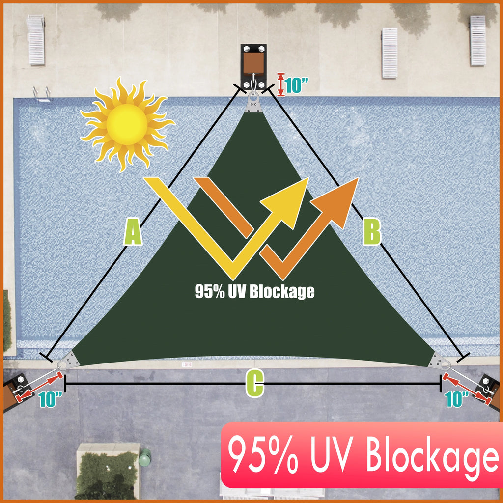 Green Right Triangle Sun Shade Sail Canopy Awning Y836365