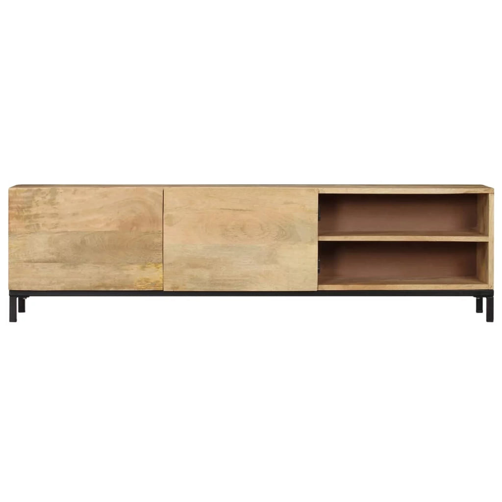Mango Wood TV Cabinet with 2 Compartments Iron Legs F239