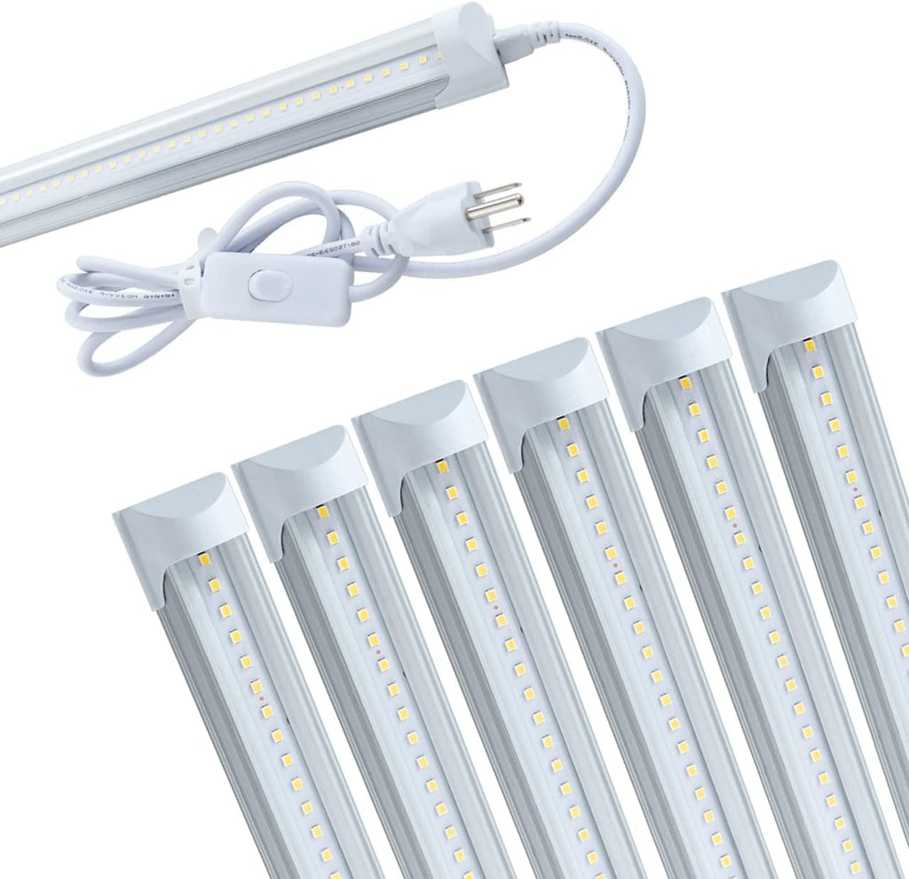6 Pack 4FT 24W 6500K Cool White LED Shop Light with Plug Cable F649829