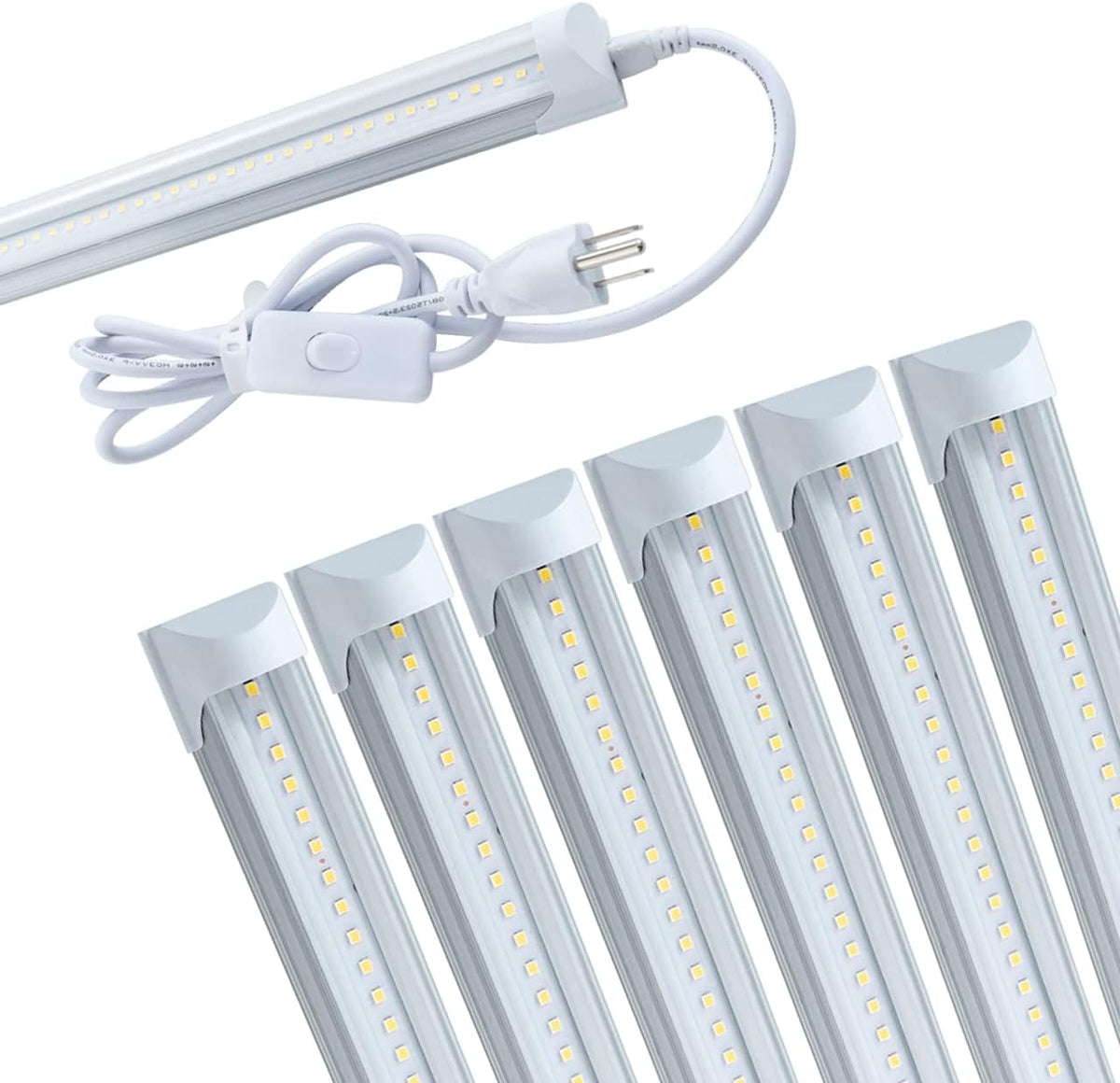 6 Pack 4FT 24W 6500K Cool White LED Shop Light with Plug Cable F649829