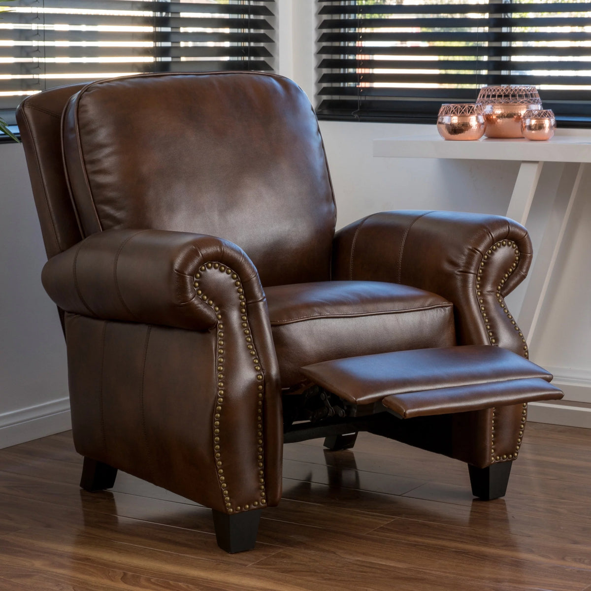 Multibrown and Dark Brown Faux Leather Recliner N841