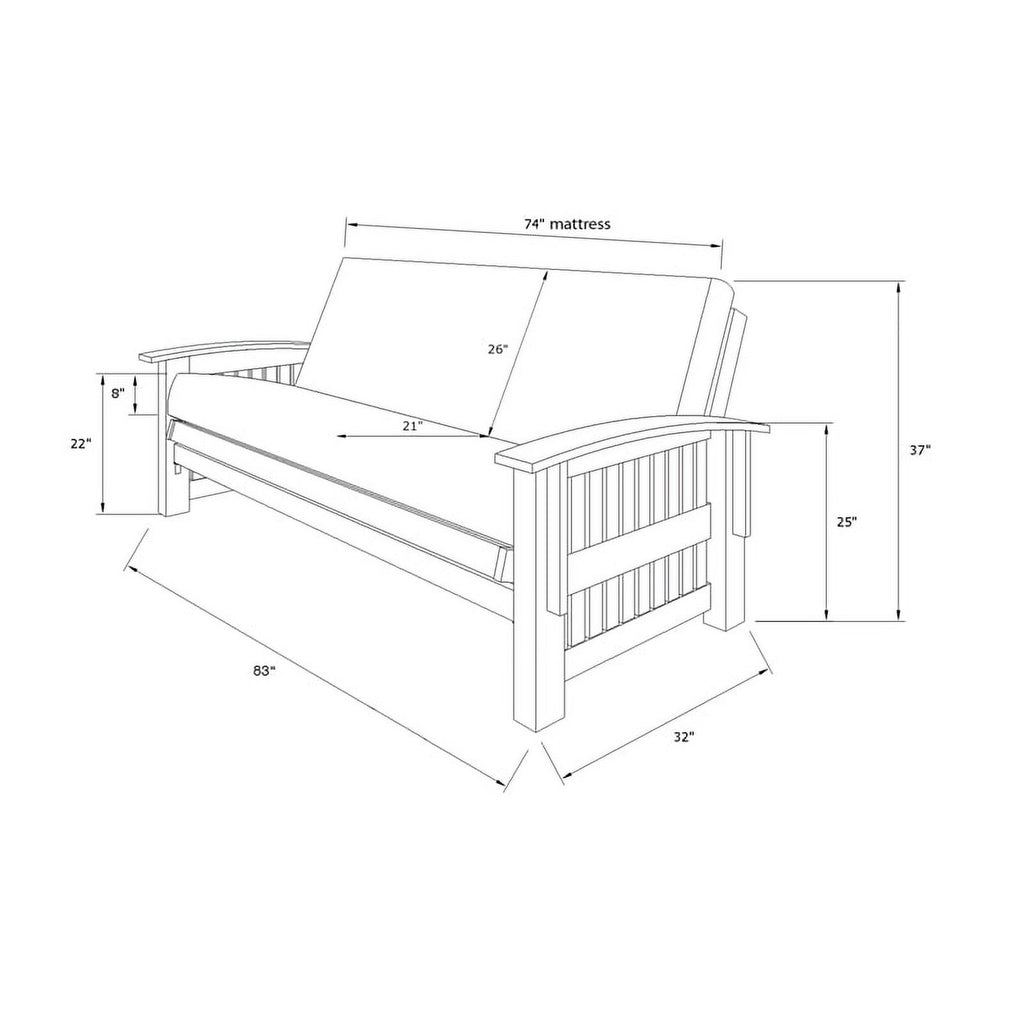 Rustic Walnut Futon with Java Brown Mattress C7108
