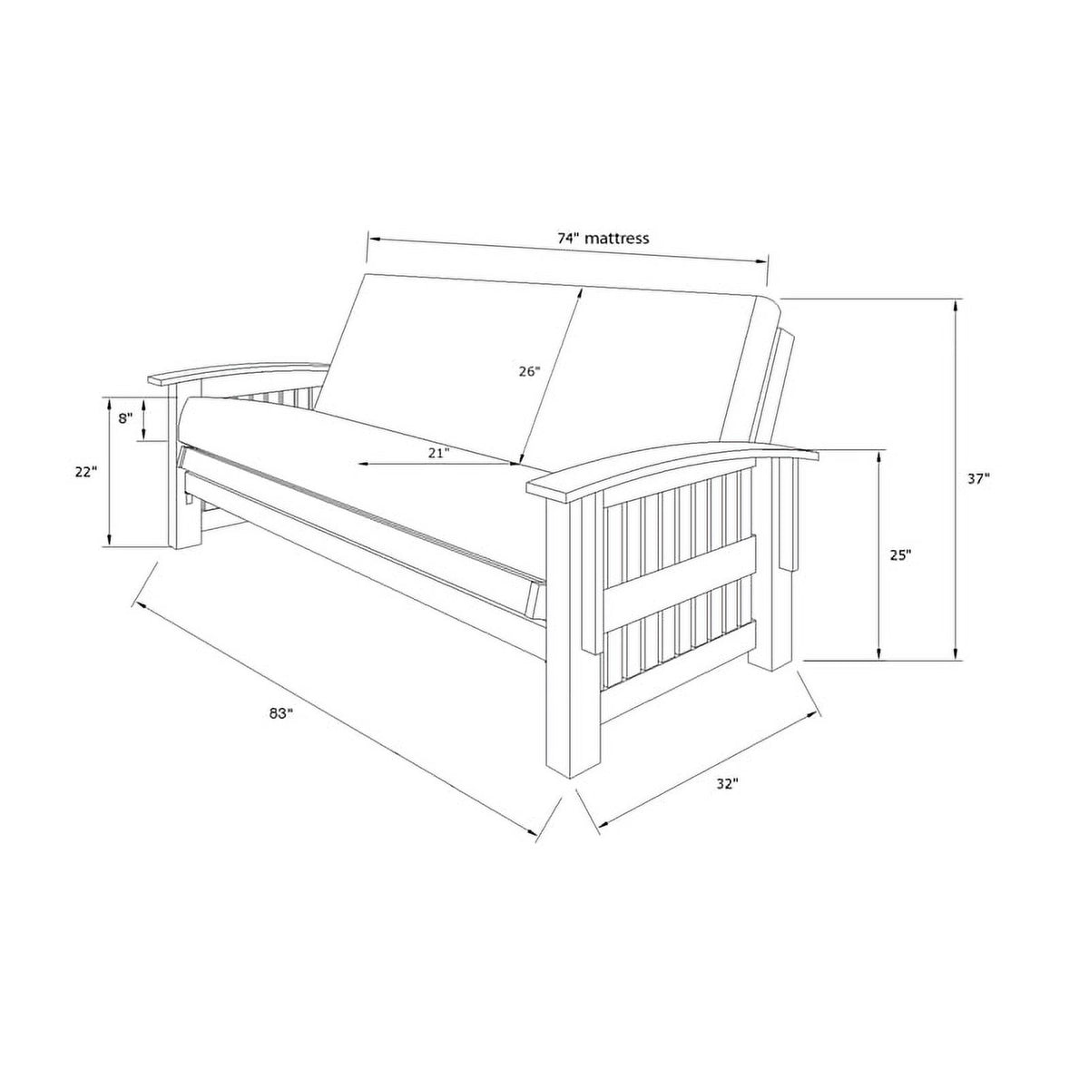 Rustic Walnut Futon with Java Brown Mattress C7108