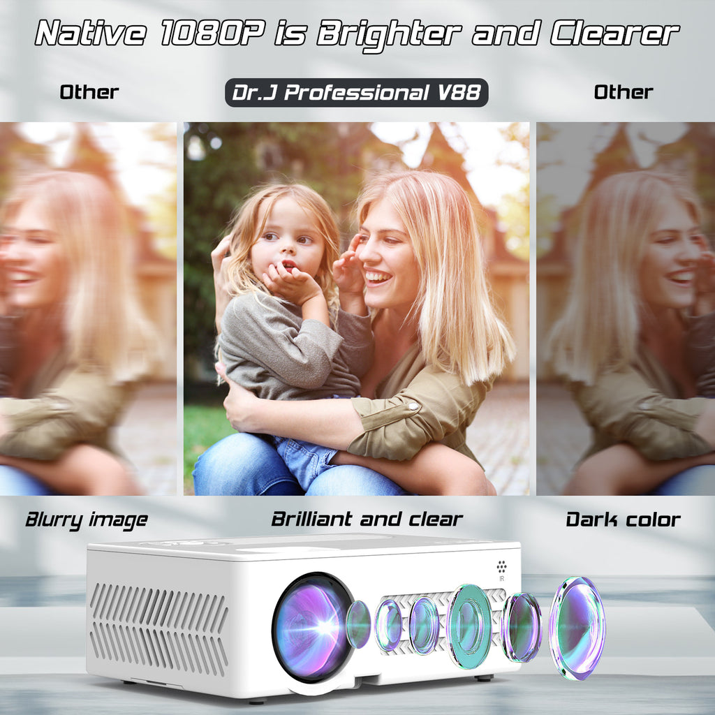 4K Supported Native 1080P Video Projector with 100" Screen Q28943