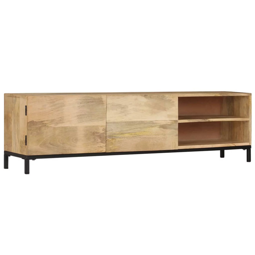 Mango Wood TV Cabinet with 2 Compartments Iron Legs F239