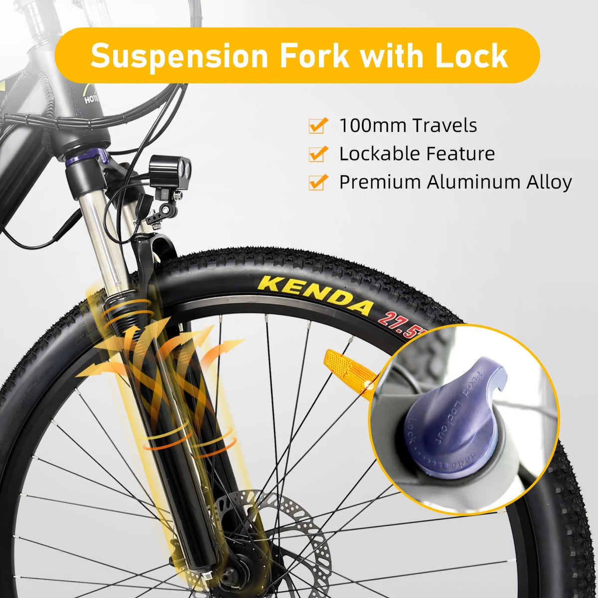 27.5 inch 48V 500W Electric City Bicycle with Removable Battery, Black D352