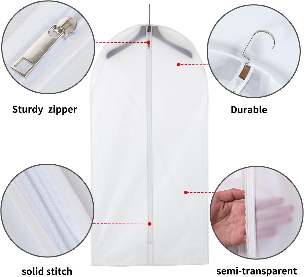 24'' x 48'' Set of 12 Clear Plastic Garment Bags with Zipper L71691