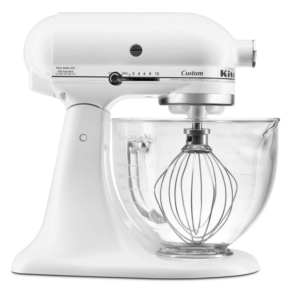 5-Quart Stand Mixer Glass Bowl Matte White B696