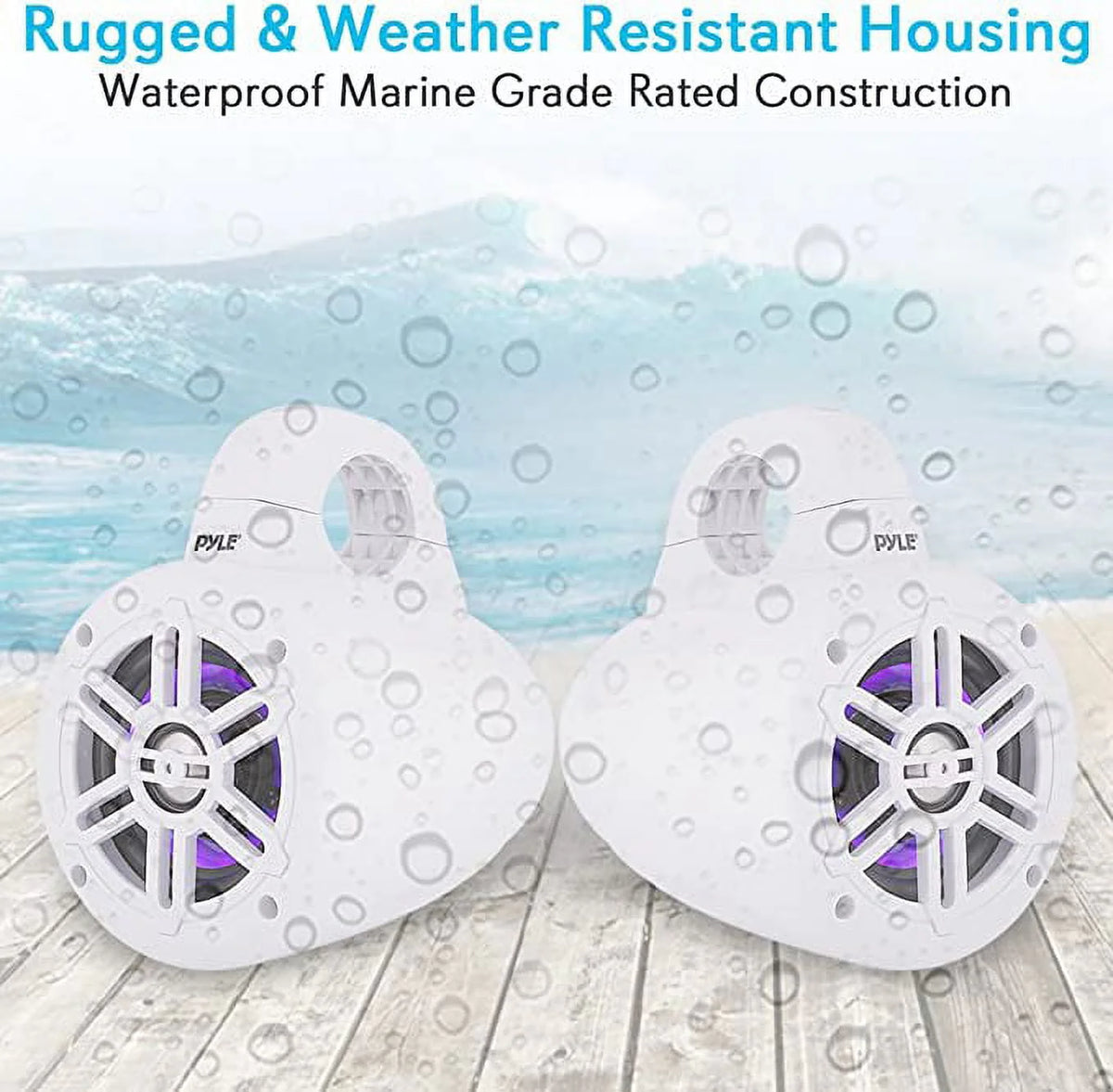 4 Inch 300 Watt Bluetooth Marine Tower Speaker System, Pair A814938
