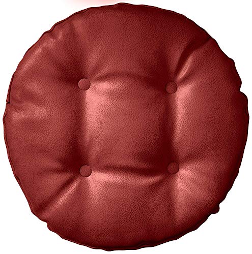 Saddle Brown 14" 4 Pack Faux Leather Round Bar Stool Cushions R4221