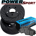 Black Zinc Cross Drilled Brake Rotors Kit + Semi-Metallic Brake Pads G656