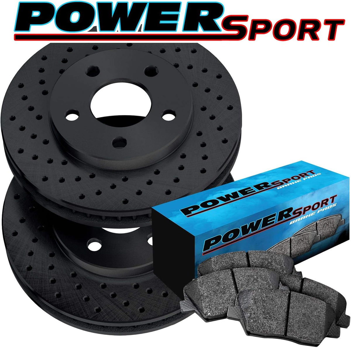Black Zinc Cross Drilled Brake Rotors Kit + Semi-Metallic Brake Pads G656