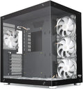 Black Mid Tower Computer Case with Tempered Glass Panel and 7PCS RGB Fans U578218