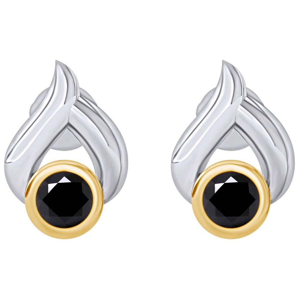 Black Natural Diamond Teardrop Stud Earrings 14k White Gold Over Sterling Silver Y756