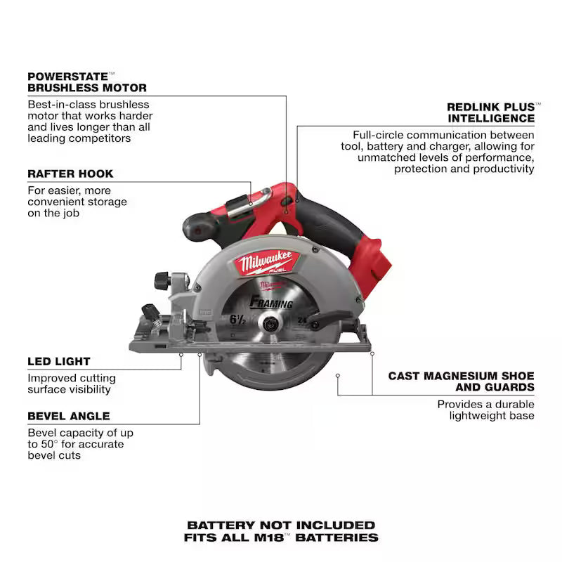 18V Brushless Cordless 6-1/2 in. Circular Saw W587058