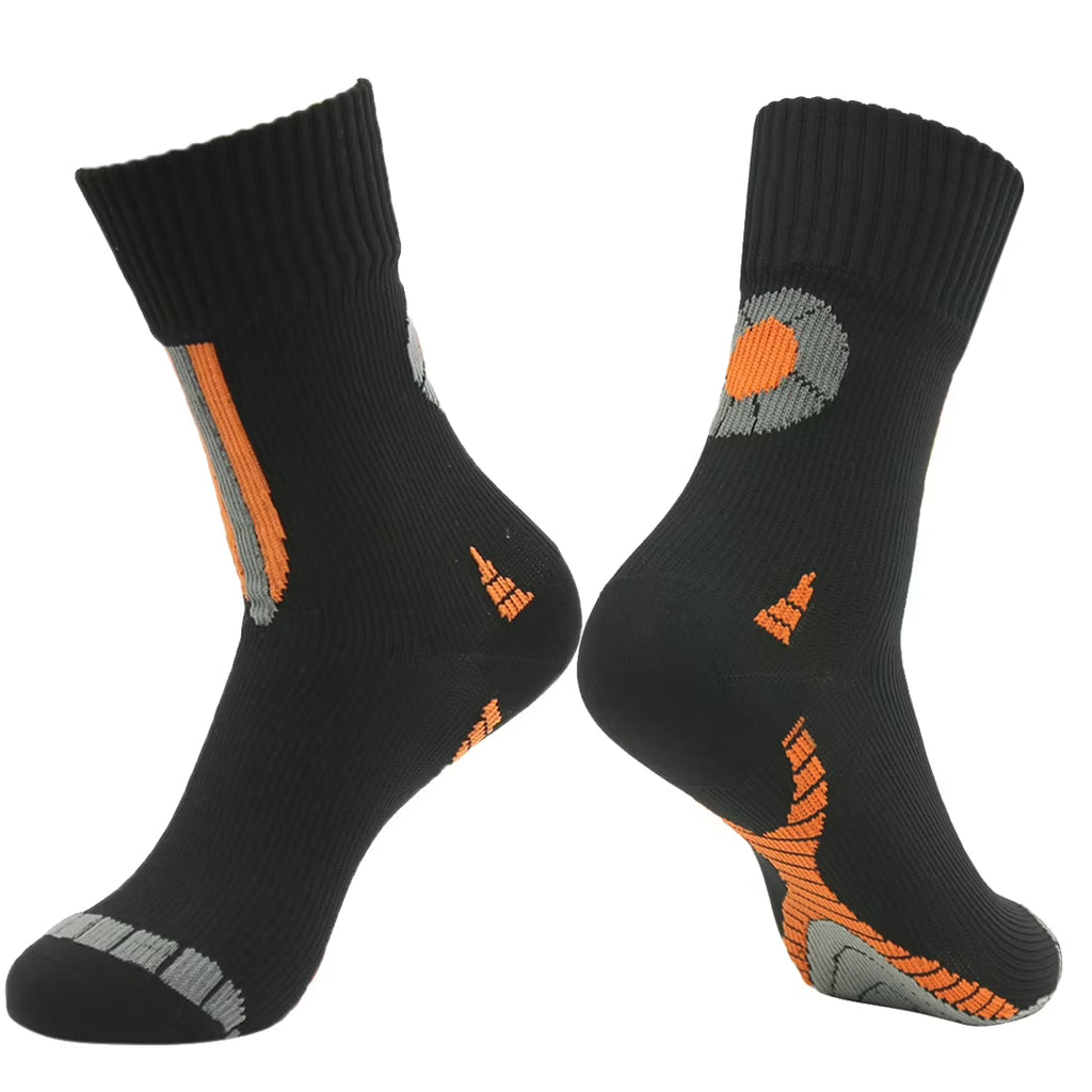 Waterproof Breathable Lightweight Cushioned Quarter Hiking Socks 1 Pair Small Black Orange T8754