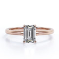 18K Rose Gold Plating Over Silver Emerald Cut Moissanite Solitaire Ring O1500