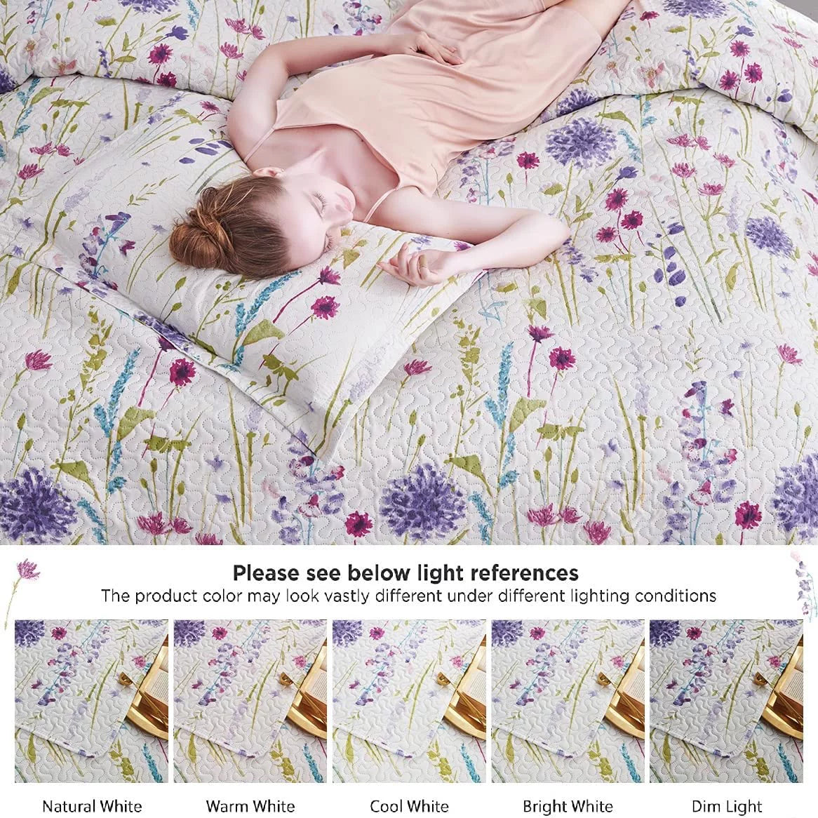 Floral Queen Bedding Microfiber Bedspread Set R418