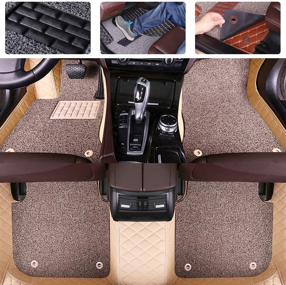Double Layer Pu Leather & PVC Non-Slip Car Floor Mats D3330
