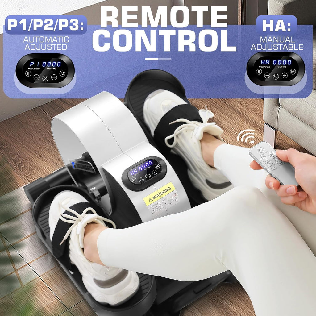 Under Desk Elliptical, Electric Seated Foot Pedal Exerciser with LCD Display Monitor, Remote Control M884