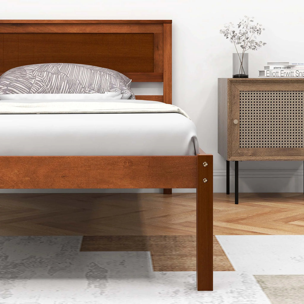 Twin Size Wooden Platform Bed Frame with Headboard O68463