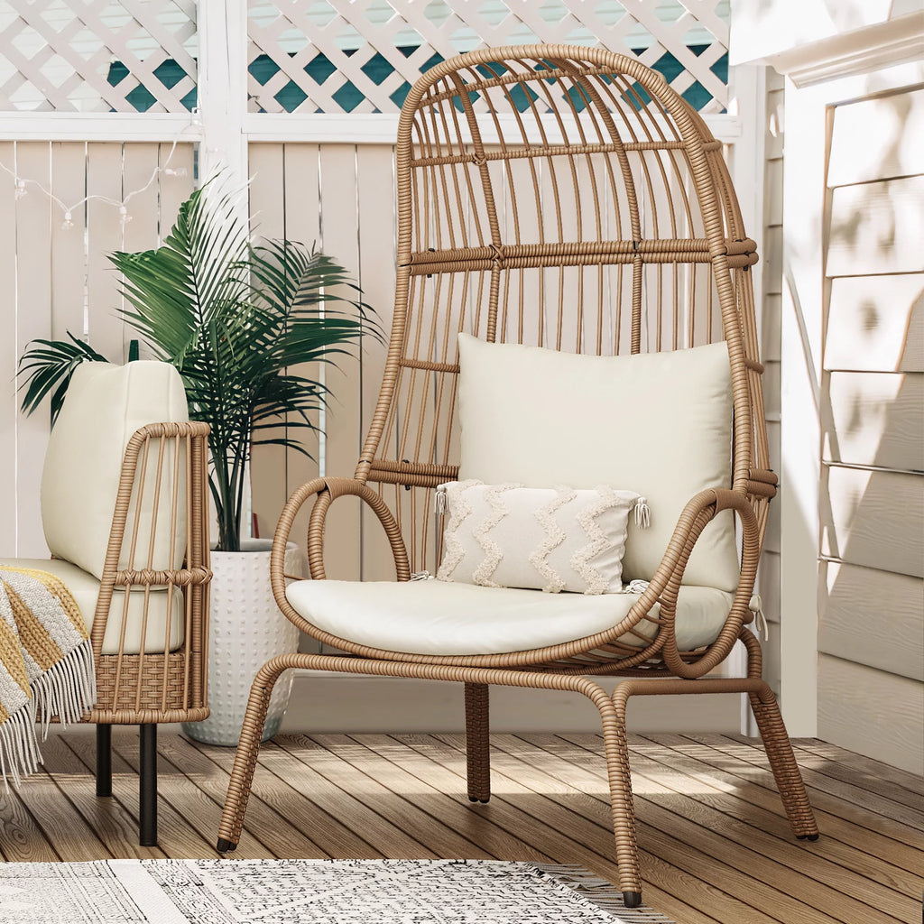 Oversized Wicker Egg Chair with Steel Frame G694990