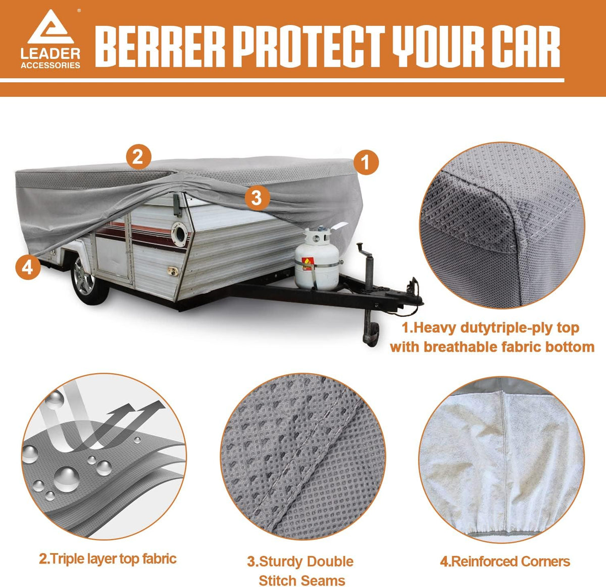 Folding Camper Cover RV Trailer 14'-16' C307072