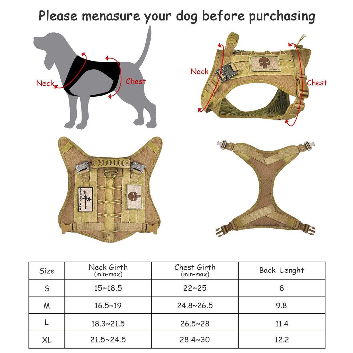 Tactical Service Dog Vest Harness with Rubber Handle & Metal C85127