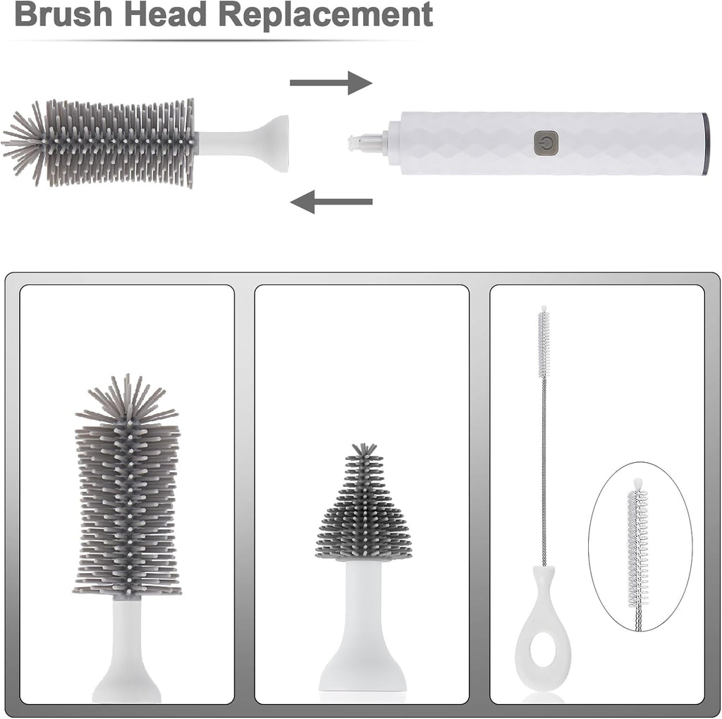 White 1500mAh Electric Baby Bottle Brush Set I716838