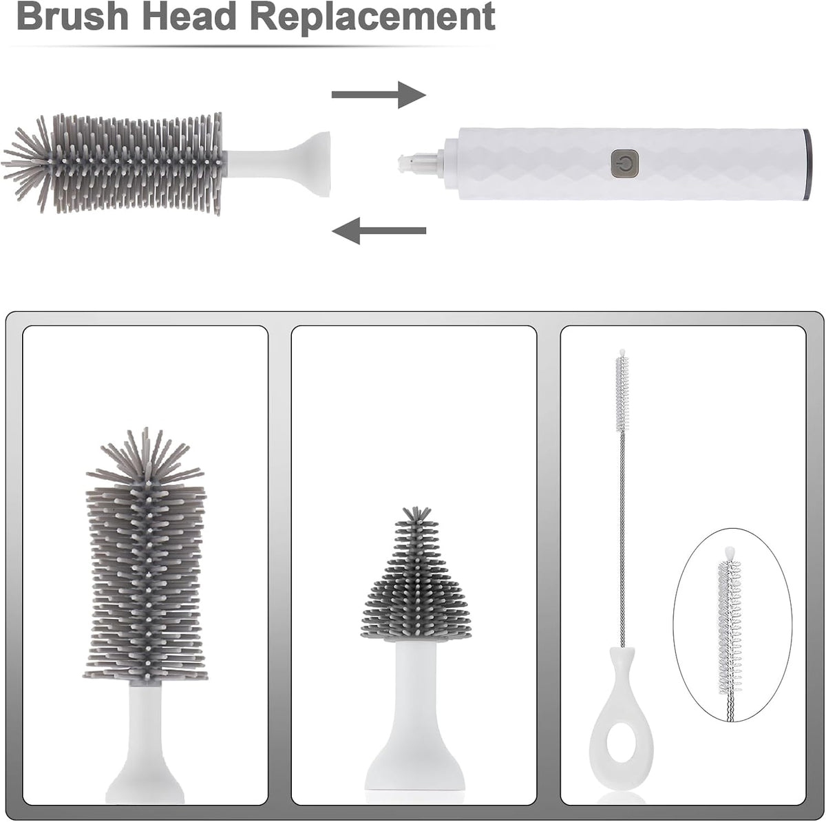 White 1500mAh Electric Baby Bottle Brush Set I716838