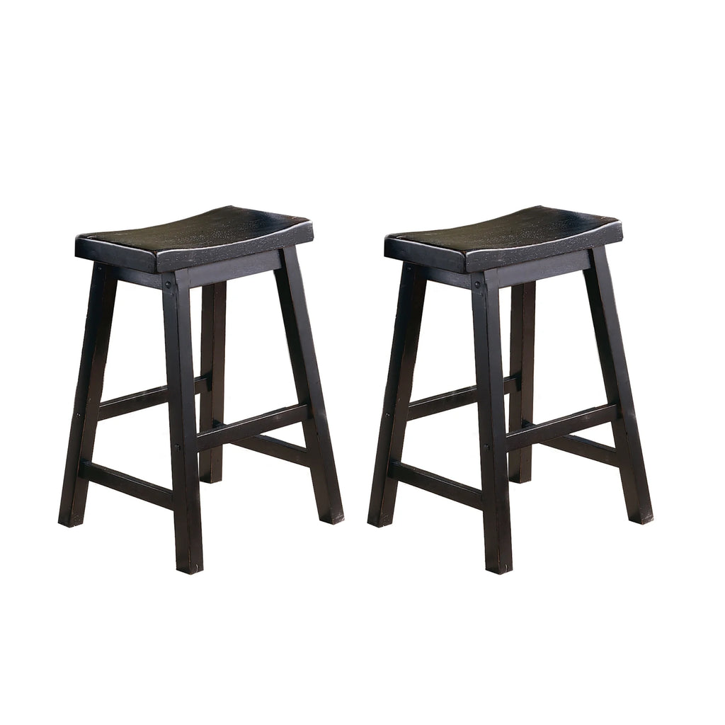 Black Solid Wood Counter Height Stools Set of 2 P914501