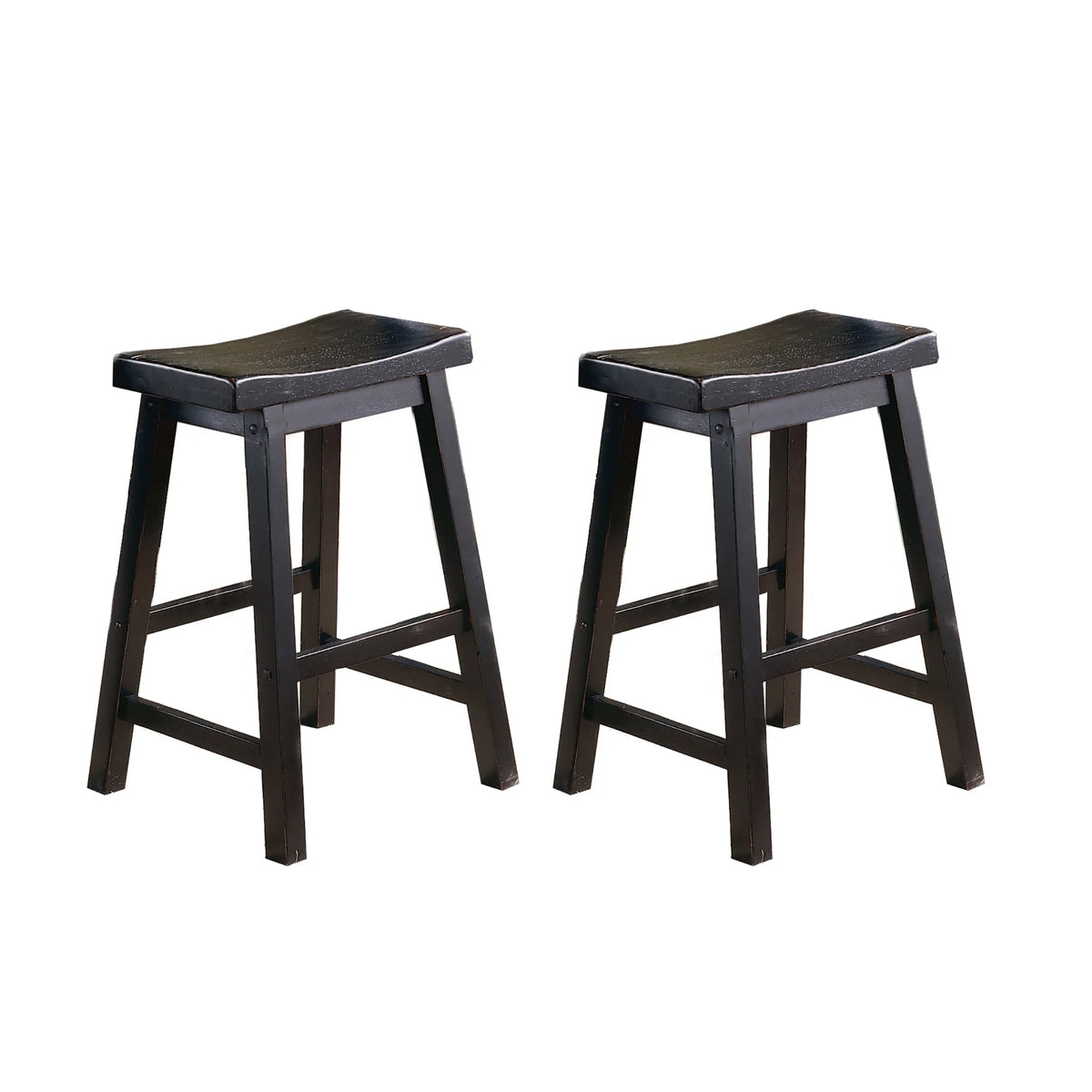 Black Solid Wood Counter Height Stools Set of 2 P914501