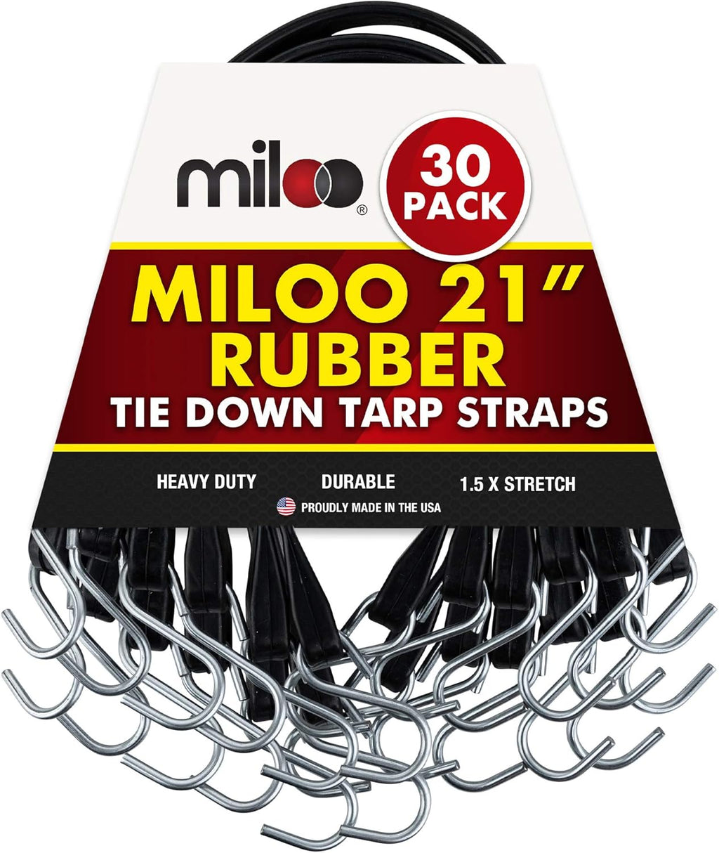 30 Pack Rubber Bungee Cords 21 Long EPDM with Crimped Hooks Q3687
