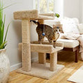 Beige Real Carpet Wooden Cat Tree H5514