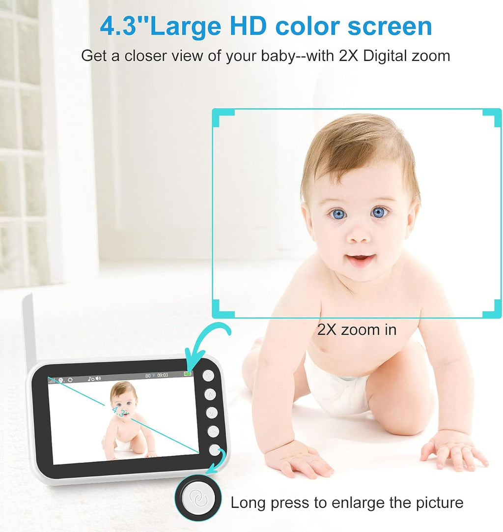 Video Baby Monitor with Camera and Audio, 4.3 Inch LCD Screen P744476