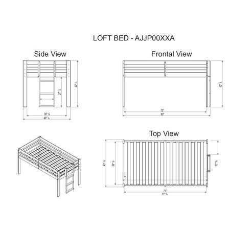 White Twin Junior Loft Bed with Playhouse Tent K243