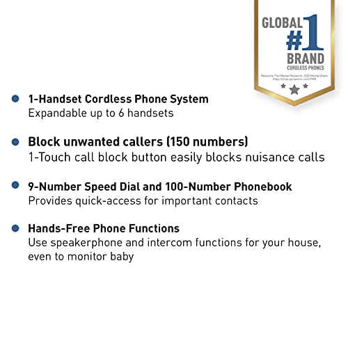 Black Cordless Phone System with 3 Handset S910748