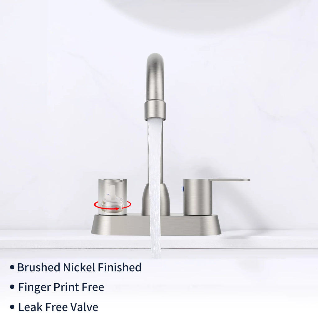 Brushed Nickel 2 Handles Centerset Bathroom Sink Faucet X95660