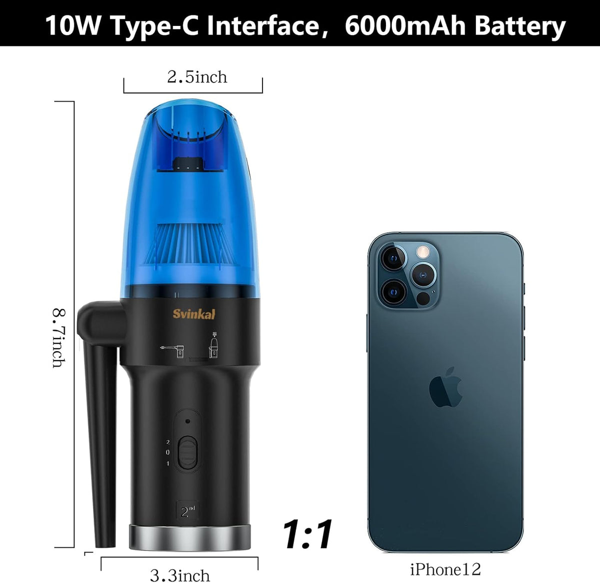 Cordless Air Duster & Vacuum 2-in-1, 6000mAh, Pack of 2 X6668