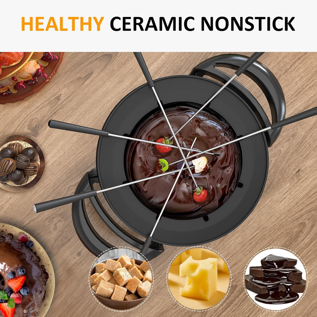 3 Quart Electric Non-Stick Fondue Pot Set with 8 Forks E59632