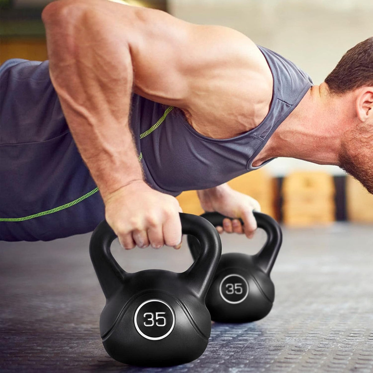 35lbs Kettlebell Weights with Wide Flat Base Textured Grip K946653