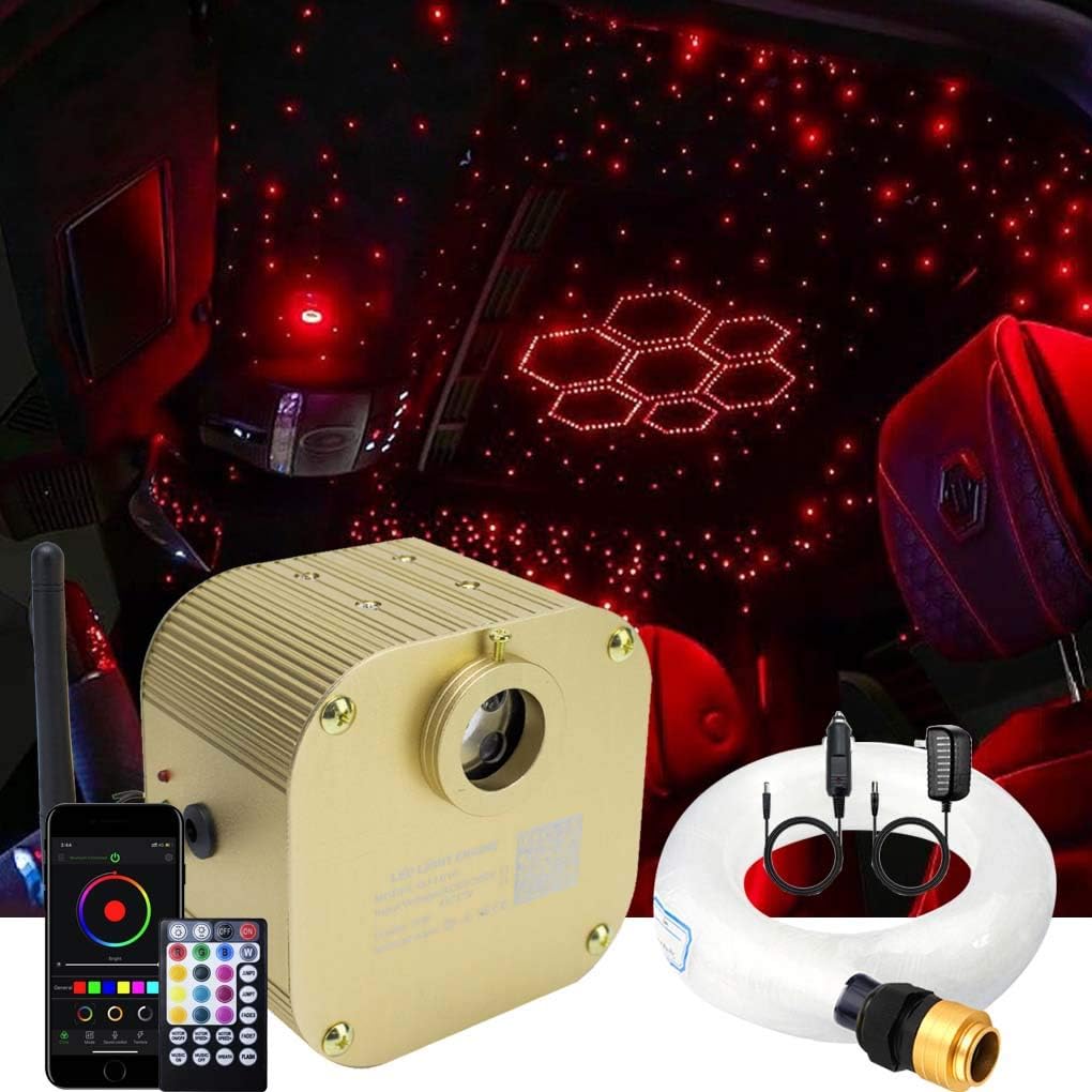 Bluetooth Fiber Optic Star Ceiling Lighting Kits Mixed 335pcs 13.1ft Fiber Strands End Glow RGBW Music Mode Light Source O332458