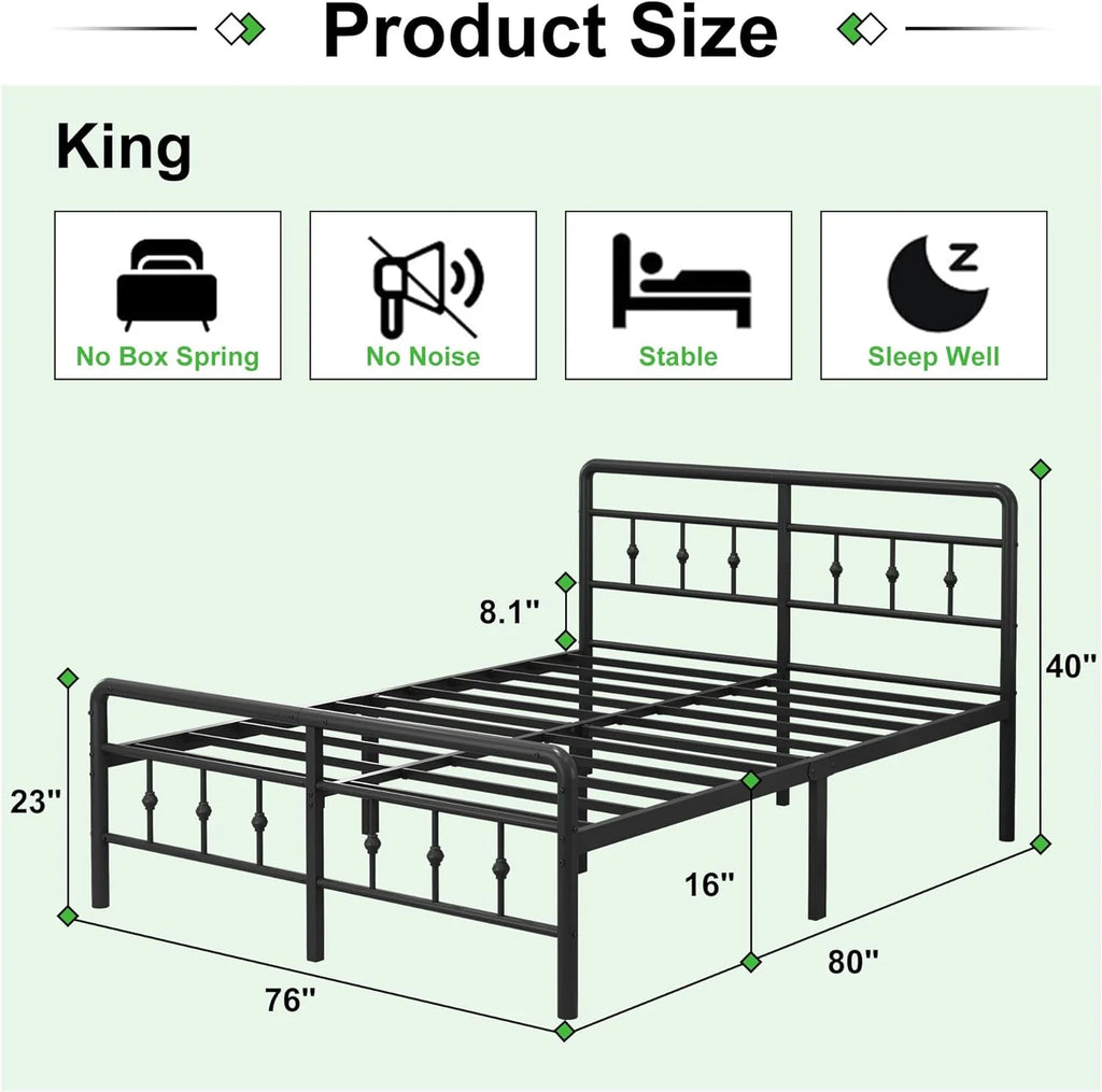 16 inch Twin XL Bed Frames with Headboard and Footboard H3385