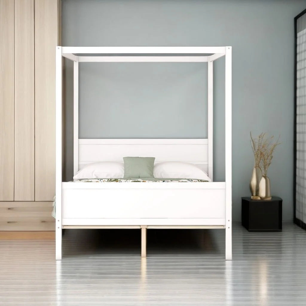 Queen Size Wooden Canopy Platform Bed with Headboard G847587