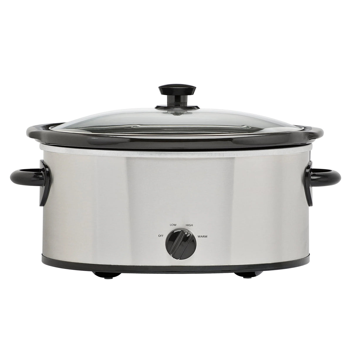 6 Quart Oval Slow Cooker Stainless Steel Glass Lid C7647