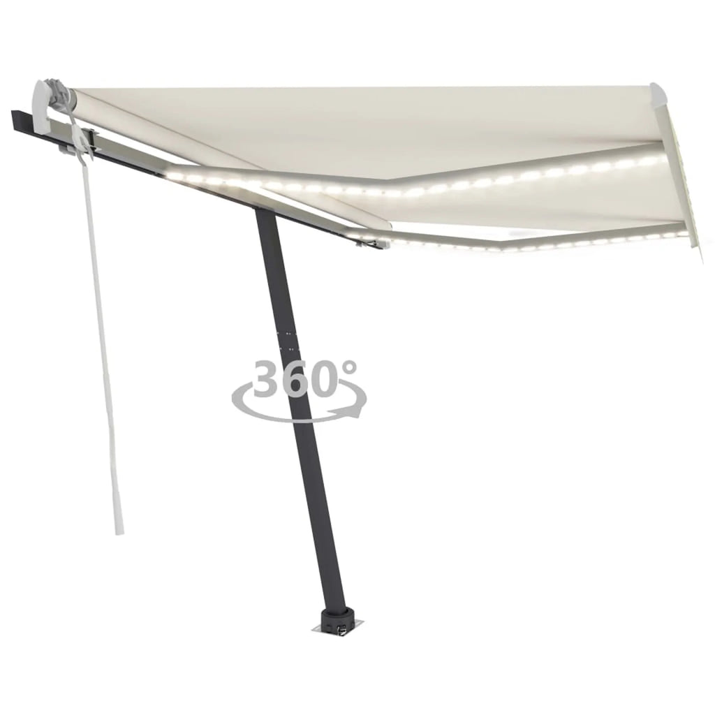 Cream Retractable Awning with LED X526504