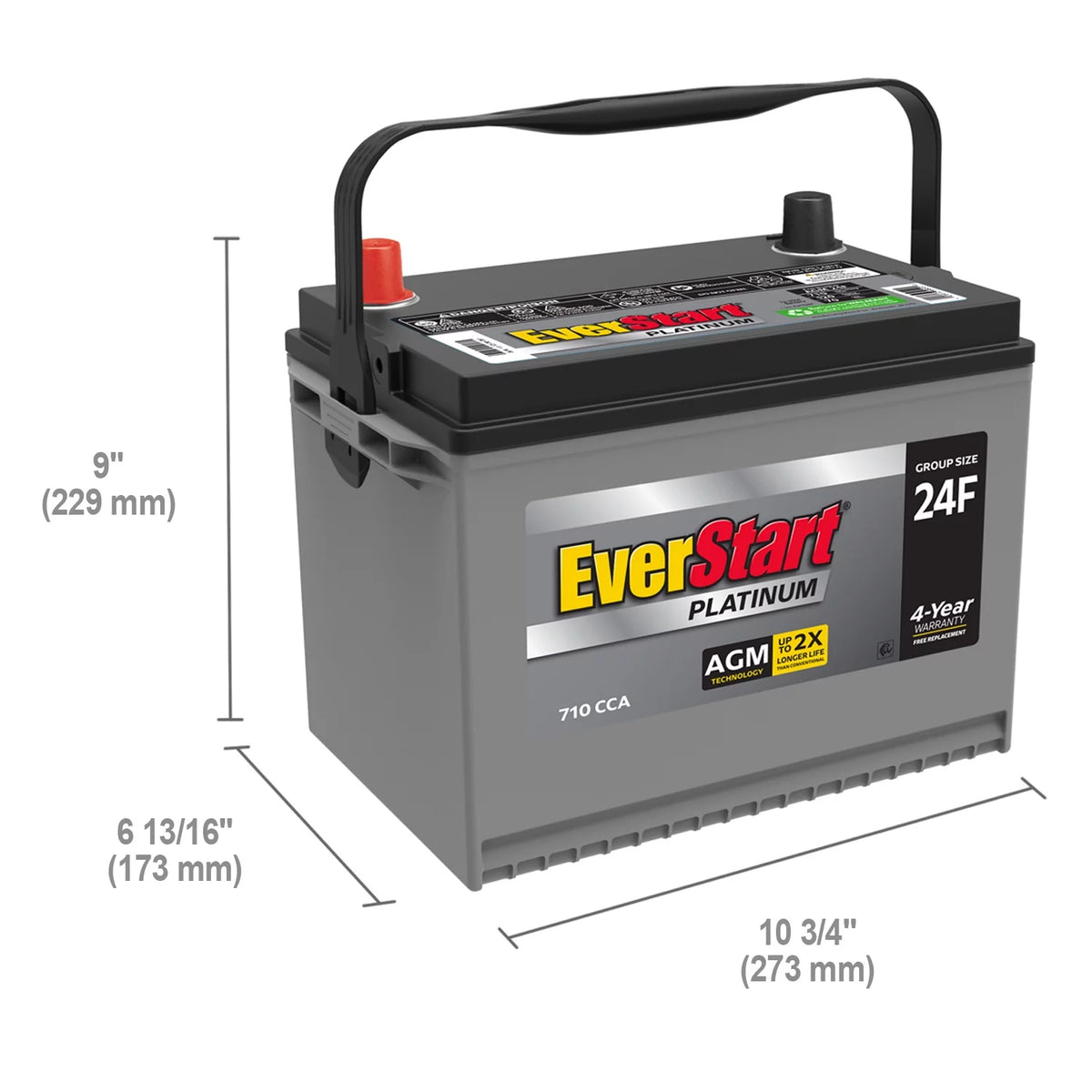AGM Automotive Battery Group Size 24F 12 Volt 750 CCA B993