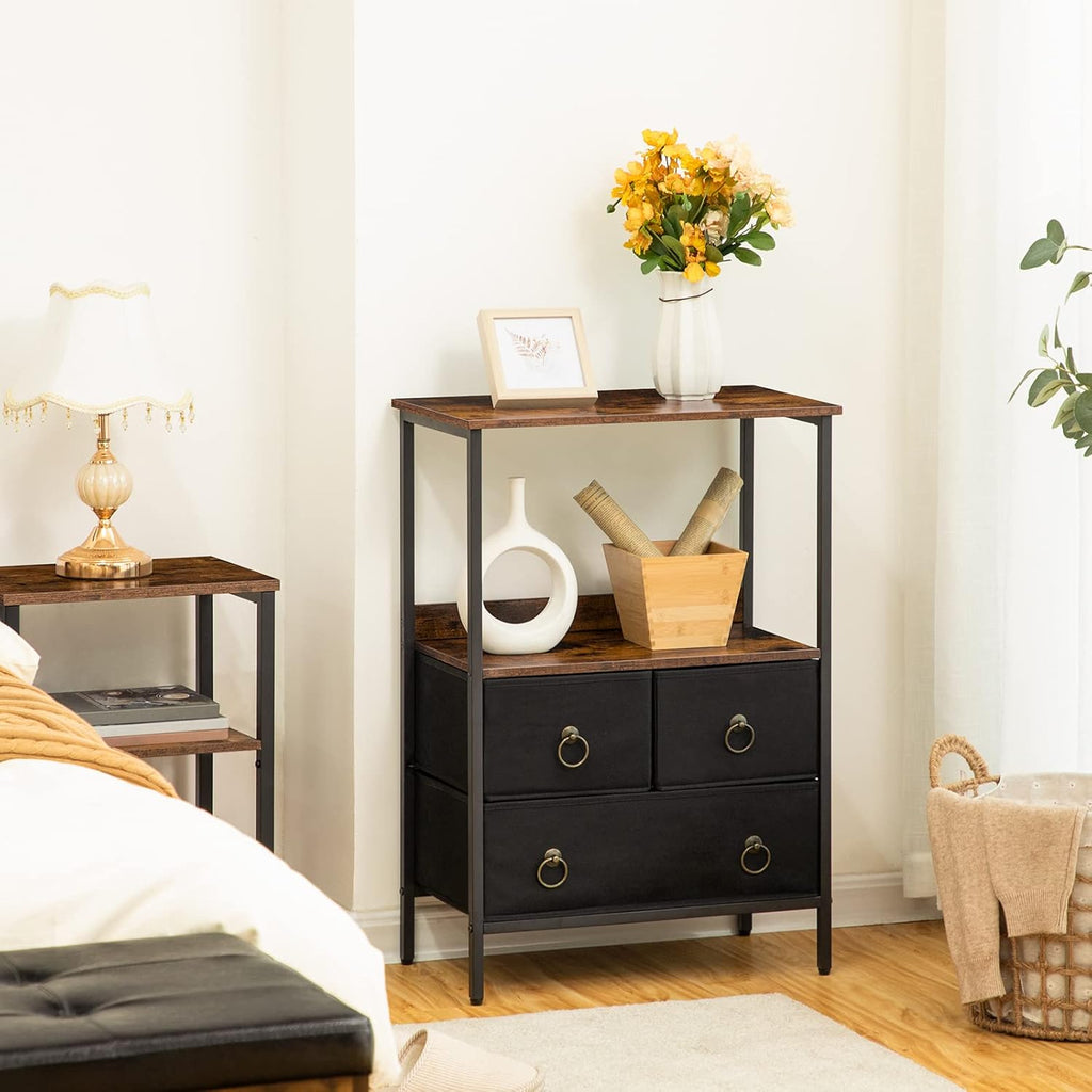 3 Drawer Steel Frame Storage Tower with Open Shelve Y1268