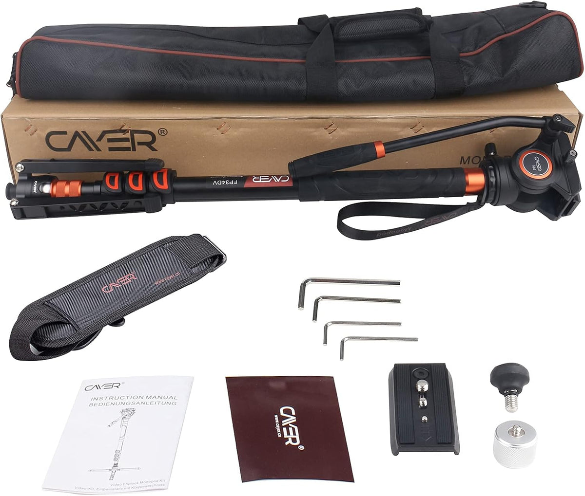 71 inch Lightweight Aluminum Monopod with Pan Tilt Fluid Head and Tripod Base W411